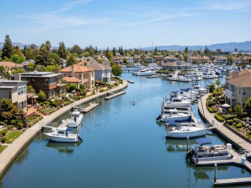 Foster City California lagoon waterfront residential neighborhood